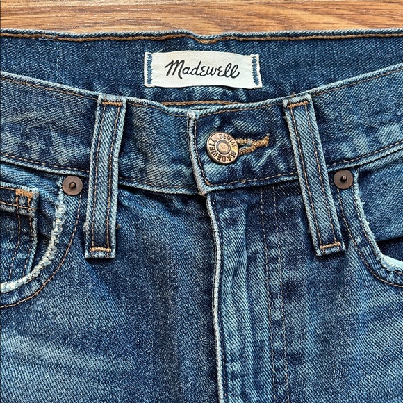 Madewell Dark Blue Flare Jeans with Frayed Hem - Picture 5 of 9